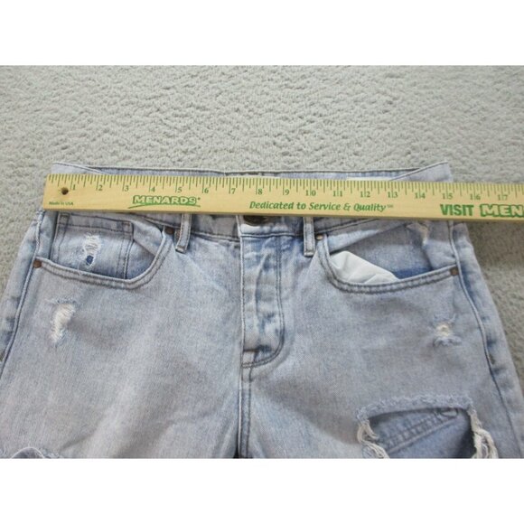 PACSUN 90's Boyfriend Jeans Women 27 Blue Straight Distressed Ripped Light Wash - Picture 4 of 11